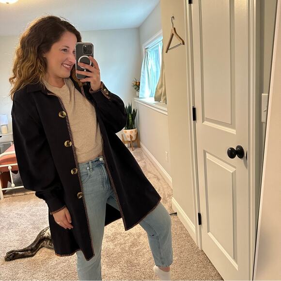 NWT SIEDRES Navy Blue Cotton Orange Jacket Medium - Picture 2 of 15